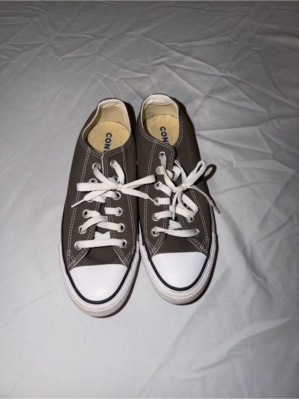 Converse Low-Top Canvas Sneakers in Brown and White